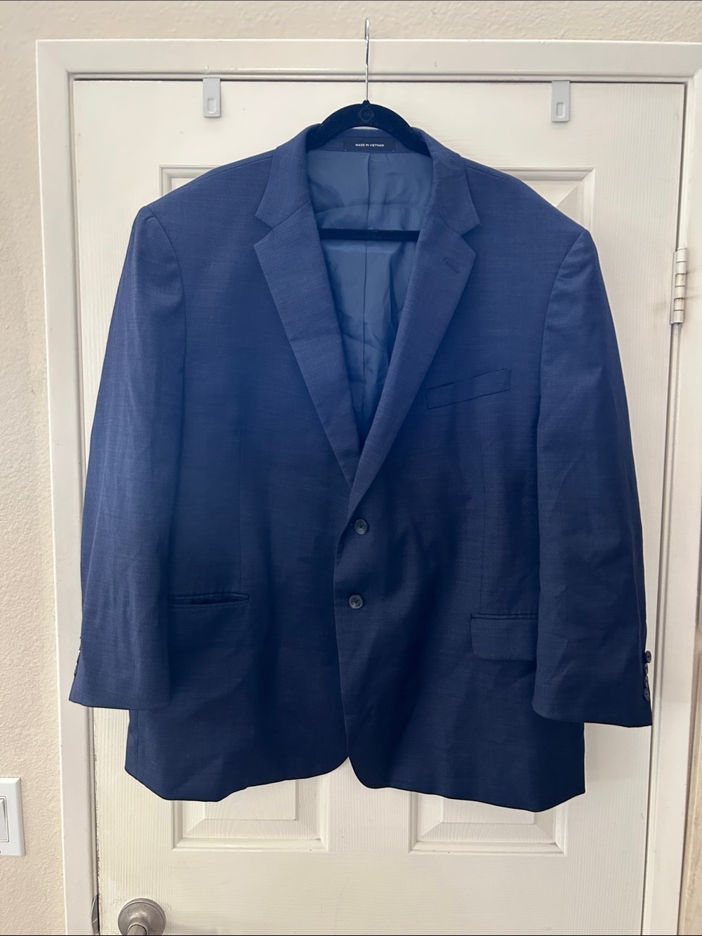 Kenneth Cole AWEARNESS Executive Fit 50S Navy Wool Sport Coat Blazer 98% Wool